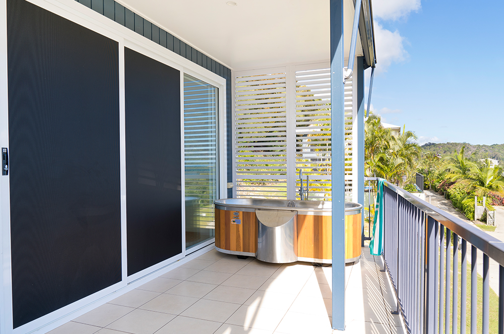 Seaside home with security screens