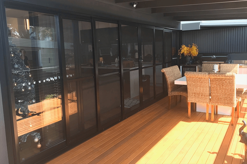 Sliding ForceField stacker doors with midrail